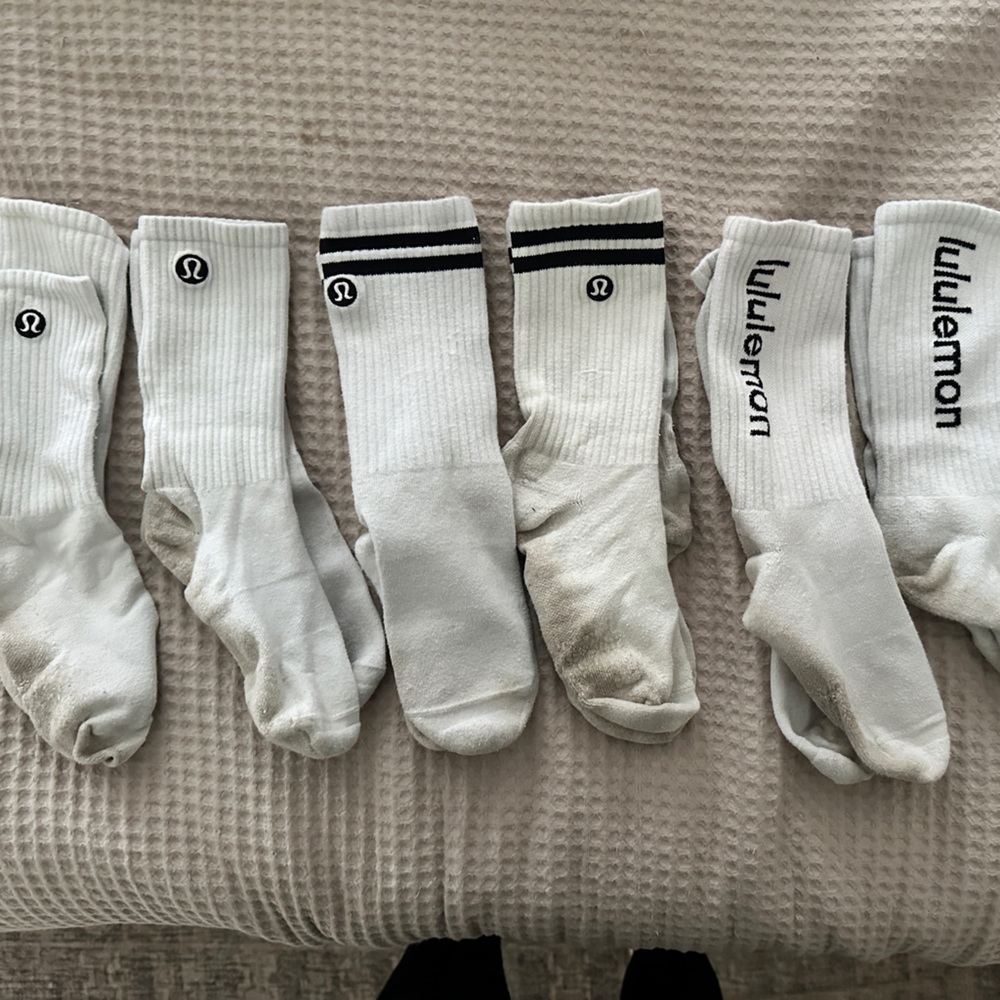 lululemon athletica White and Black Crew Socks